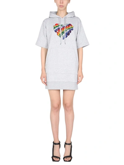 Shop Michael Michael Kors Dress With Pride Heart Logo In Grey