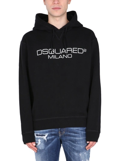 Dsquared2 Embroidered Logo Hoodie In Black | ModeSens