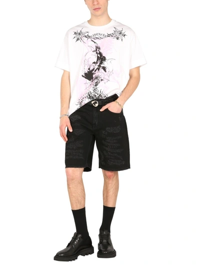 Shop Givenchy Oversize Fit T-shirt With Gothic Prints In White