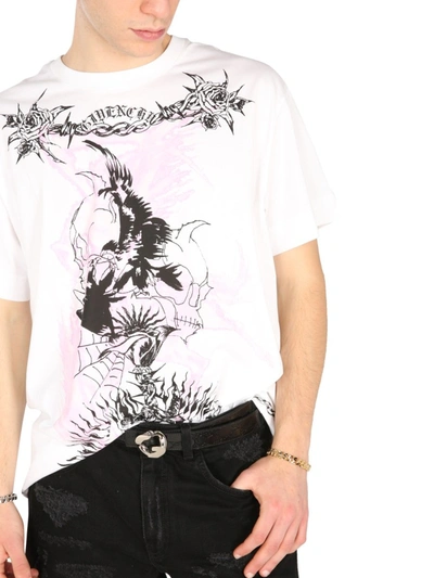 Shop Givenchy Oversize Fit T-shirt With Gothic Prints In White