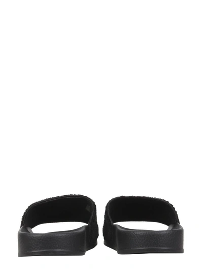 Shop Marni Slide Sandals With Logo In Black