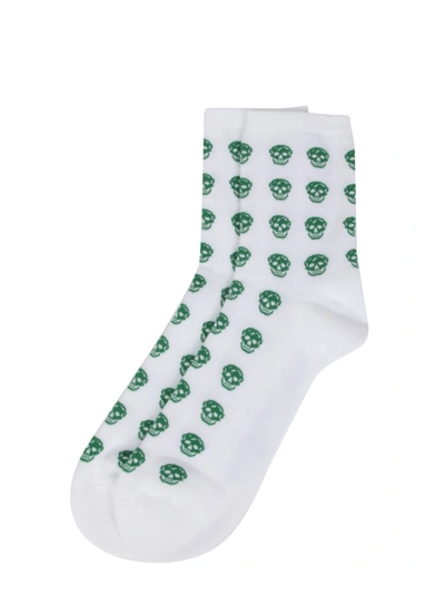 Shop Alexander Mcqueen Socks With Logo In White