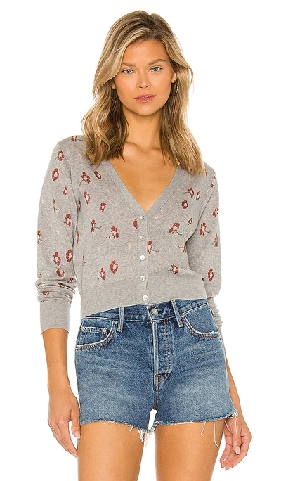 Shop Autumn Cashmere Jacquard Ditsy Floral Cardigan In Grey