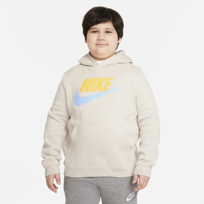 Shop Nike Sportswear Club Fleece Big Kids' Pullover Hoodie (extended Size) In Desert Sand