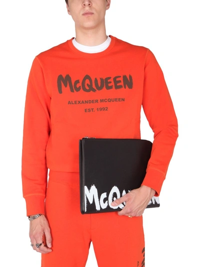 Shop Alexander Mcqueen Crew Neck Sweatshirt In Orange