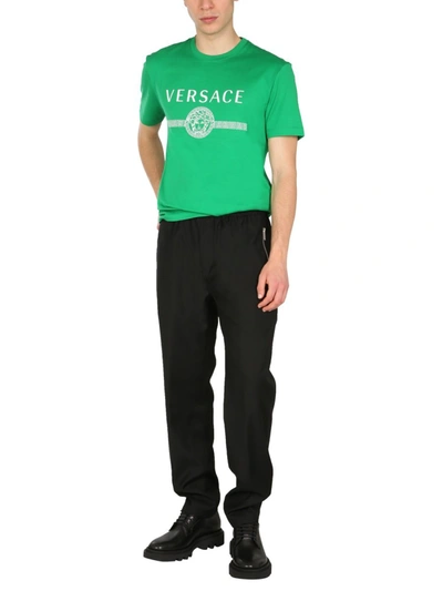 Shop Versace Crew Neck T-shirt In Green