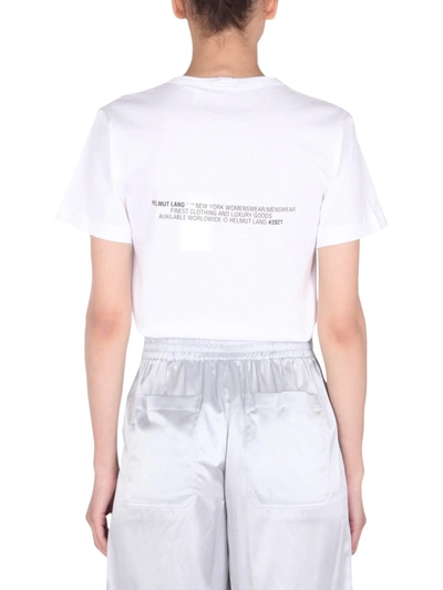 Shop Helmut Lang Cropped T-shirt With Flocked Logo In White
