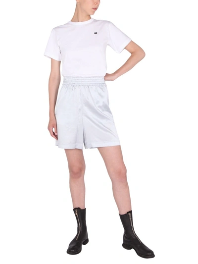 Shop Helmut Lang Cropped T-shirt With Flocked Logo In White