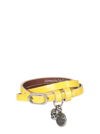 Shop Alexander Mcqueen Double Turn Bracelet In Yellow