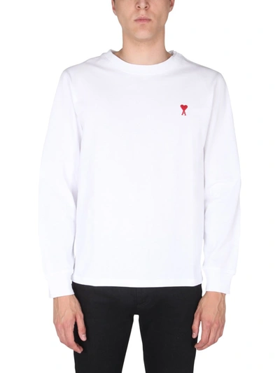Shop Ami Alexandre Mattiussi Heart Relaxed Fit Sweatshirt In White