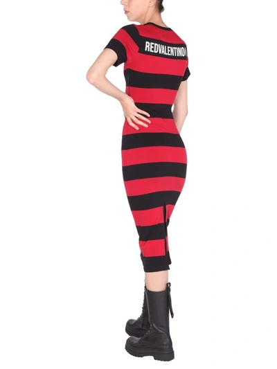 Shop Red Valentino Striped Tube Dress In Red