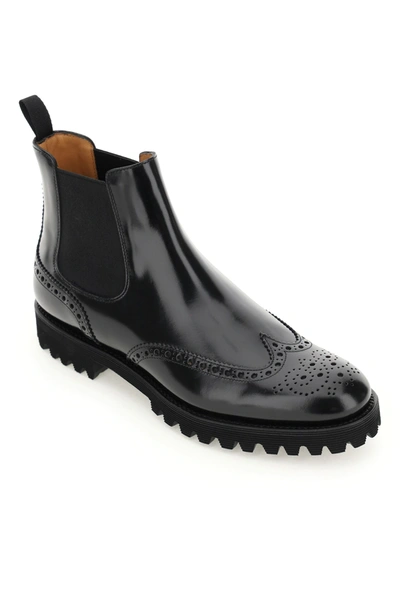 Shop Church's Charlize Chelsea Boot Brogue In Black