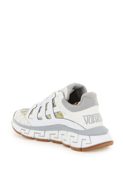 Shop Versace Trigreca Sneakers In White,grey,yellow