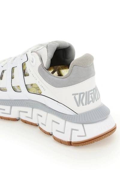 Shop Versace Trigreca Sneakers In White,grey,yellow