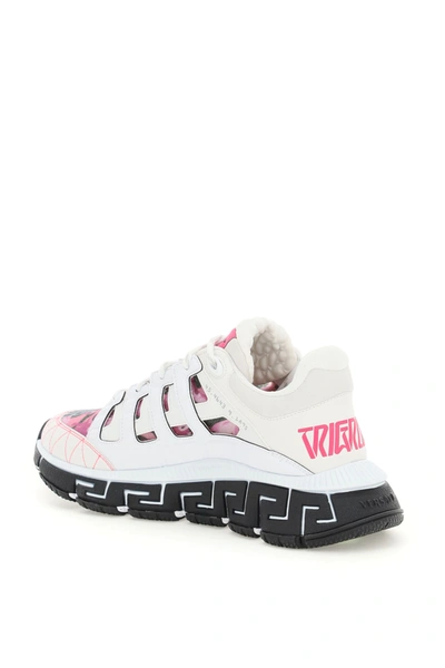 Shop Versace Trigreca Sneakers In White,fuchsia,black