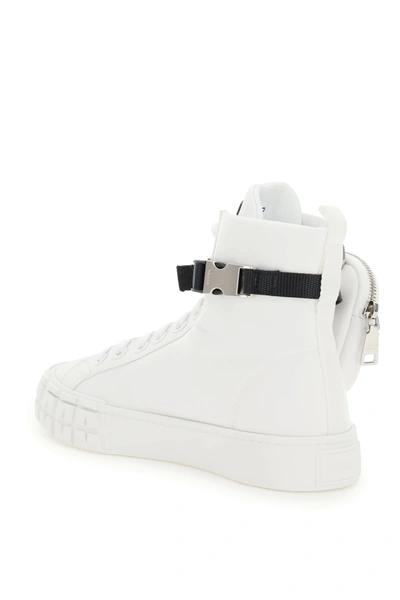 Shop Prada Re-nylon Wheel High Sneakers In White