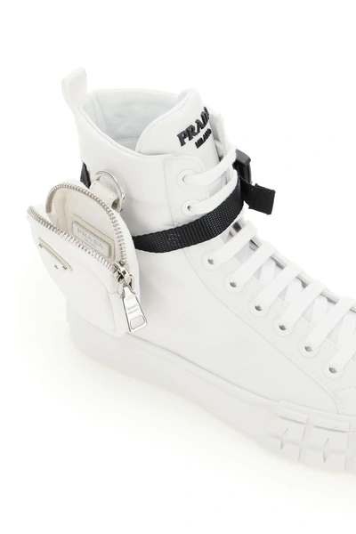Shop Prada Re-nylon Wheel High Sneakers In White