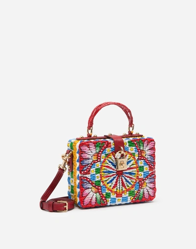 Dolce & Gabbana Dolce Box Painted Wicker Bag In Multicolor
