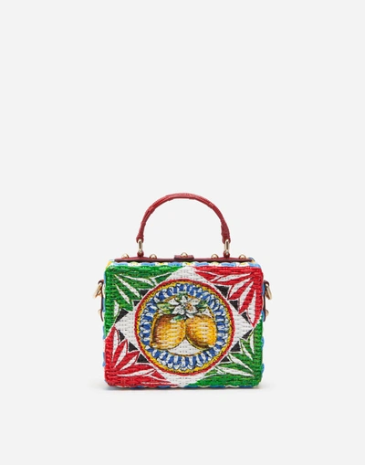 Shop Dolce & Gabbana Painted Wicker Dolce Box Bag In Multicolor