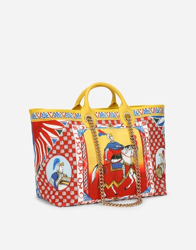 Shop Dolce & Gabbana Large Capri Shopper In Carretto-print Canvas In Multicolor