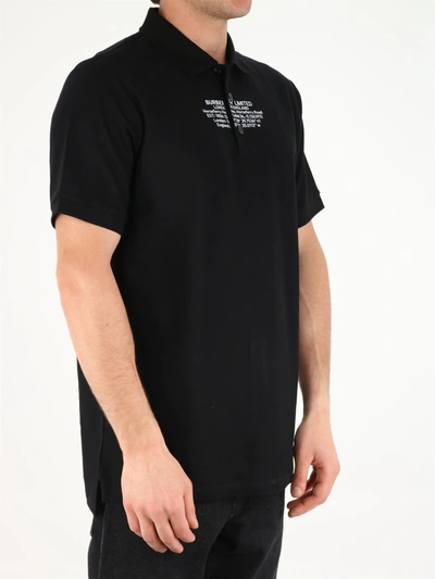Shop Burberry Black Polo With Logo And Geographical Coordinates