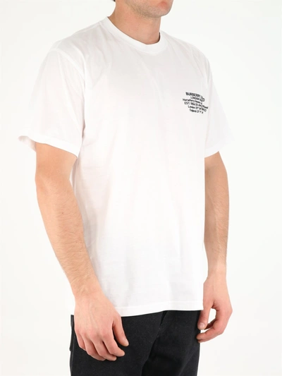 Shop Burberry Oversize T-shirt With Geographical Coordinates In White