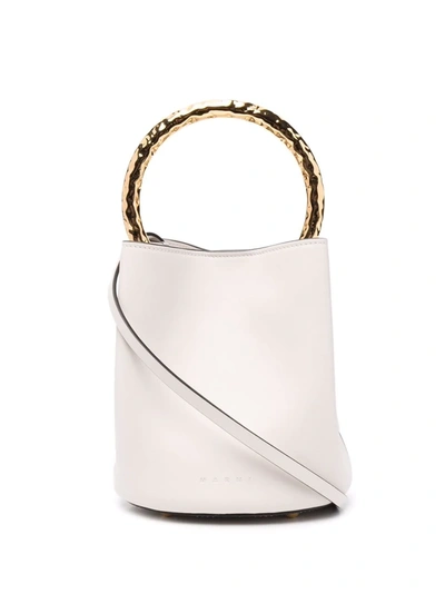 Shop Marni Pannier Leather Bag In Nude
