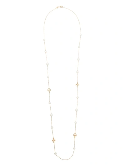 Shop Tory Burch Kira Pearl-chain Necklace In Gold