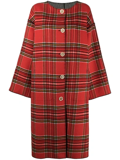 Shop Marni Double Faced Melton Reversible Coat In Red