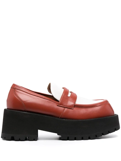 Shop Marni Chunky Sole Loafers In Rot