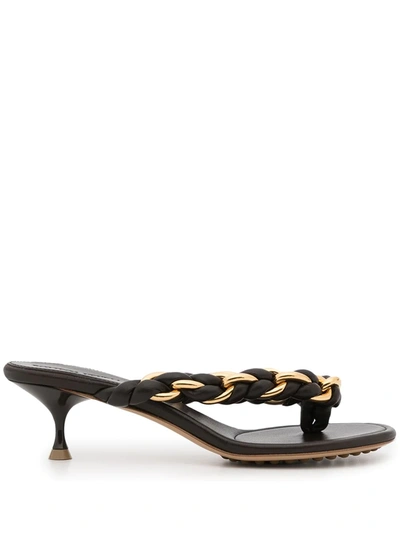 Shop Bottega Veneta Dot Woven Heeled Sandals In Braun