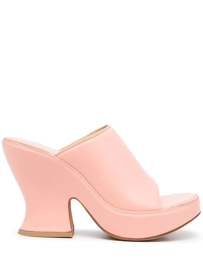 Shop Bottega Veneta Wedge 115mm Mules In Rosa