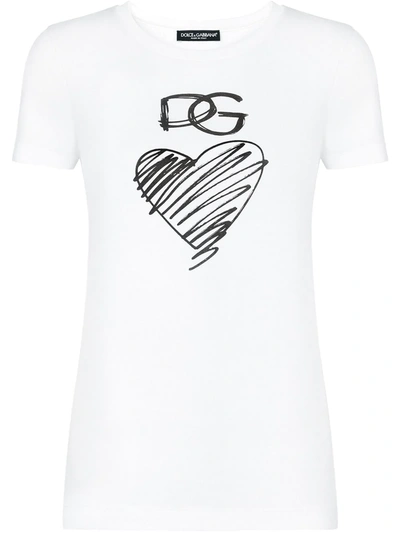 Shop Dolce & Gabbana Logo-print Cotton T-shirt In Weiss
