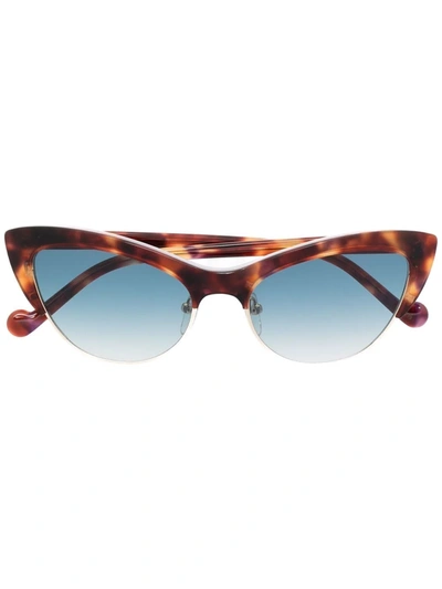 Shop Liu •jo Cat Eye Sunglasses In Braun