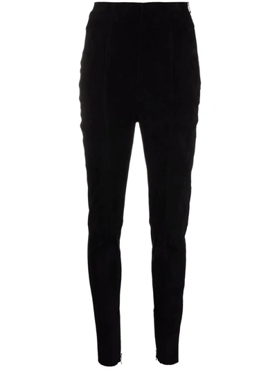Shop Balmain High-waisted Corduroy-detail Trousers In Schwarz