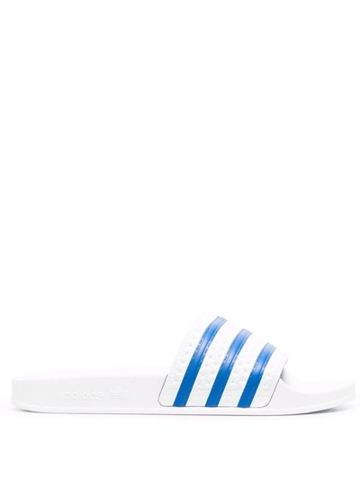 Shop Adidas Originals Stripe Print Slides In Weiss