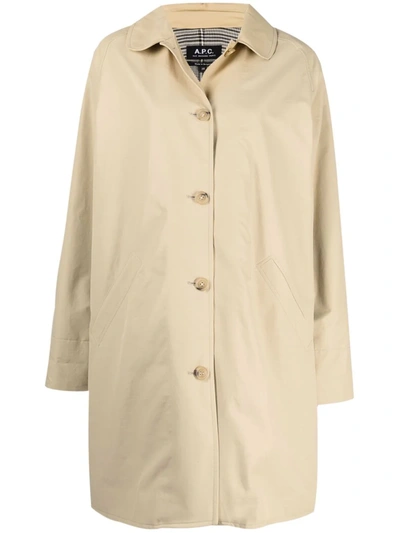 Shop Apc Lou Trench Coat In Nude