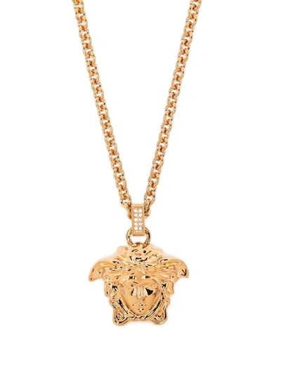 Shop Versace Medusa Pendant Necklace In Gold