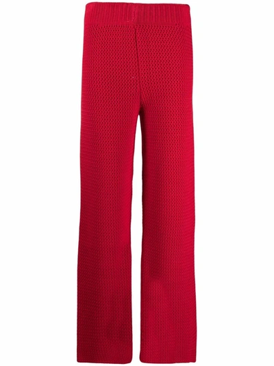 Shop Ami Amalia Knitted Straight Trousers In Rot