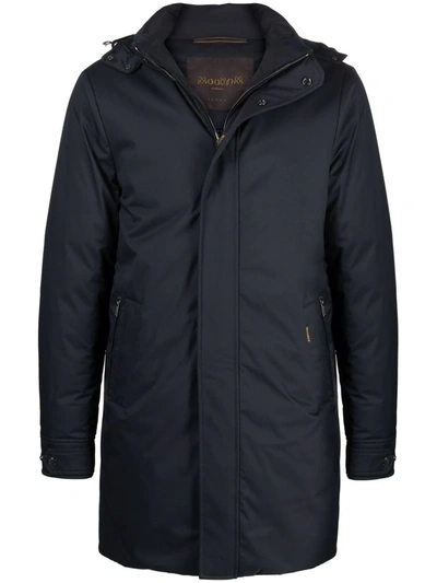 Moorer Navy-blue Down-feather Parka With Classic Hood In Blau