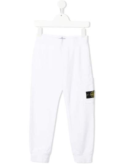 Shop Stone Island Junior Teen Logo-patch Track Pants In White
