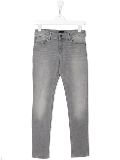 Emporio Armani Straight-leg Stretch-cotton Jeans In Grey