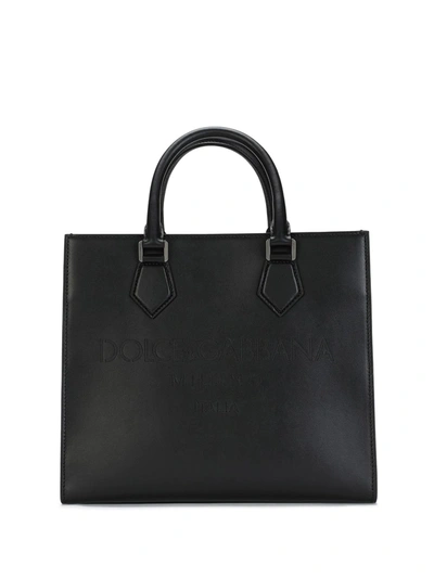 Shop Dolce & Gabbana Edge Leather Tote Bag In Black