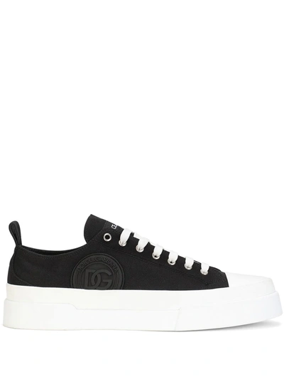Shop Dolce & Gabbana Portofino Low-top Canvas Sneakers In Black