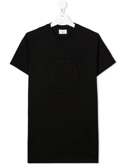 Shop Balmain Debossed-logo T-shirt In Black