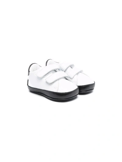 Shop Balmain Contrasting Touch-strap Sneakers In White