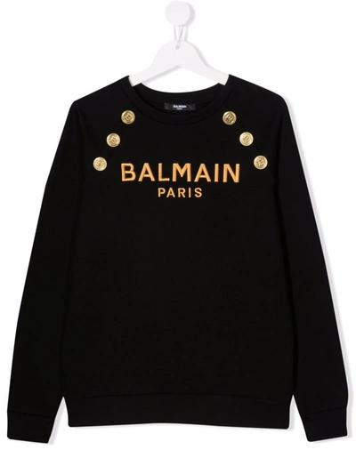 Shop Balmain Embroidered-logo Sweatshirt In Black