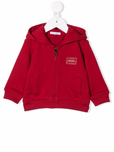 Shop Dolce & Gabbana Logo-patch Cotton Jacket In R2254 Rosso