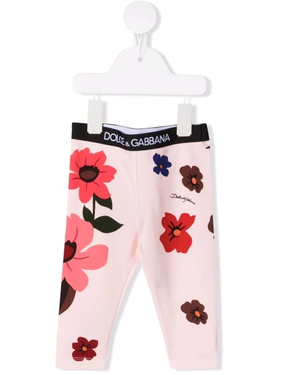 Shop Dolce & Gabbana Floral-print Leggings In Pink