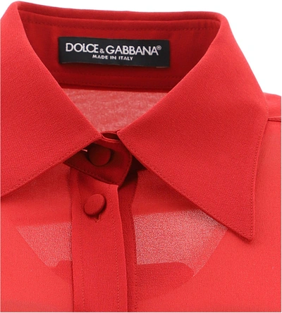 Dolce & Gabbana Multi-colored Georgette Patchwork Shirt In Red 